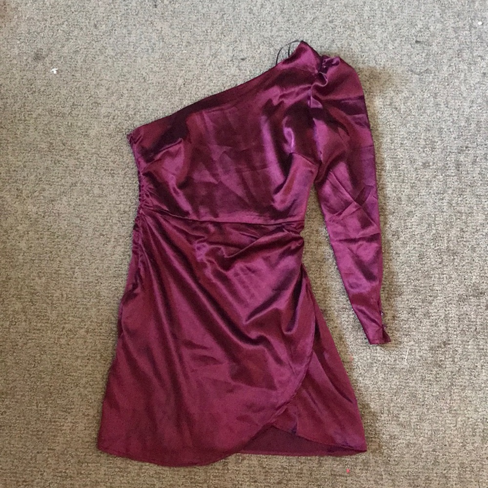 Altar’d State red satin one shoulder dress